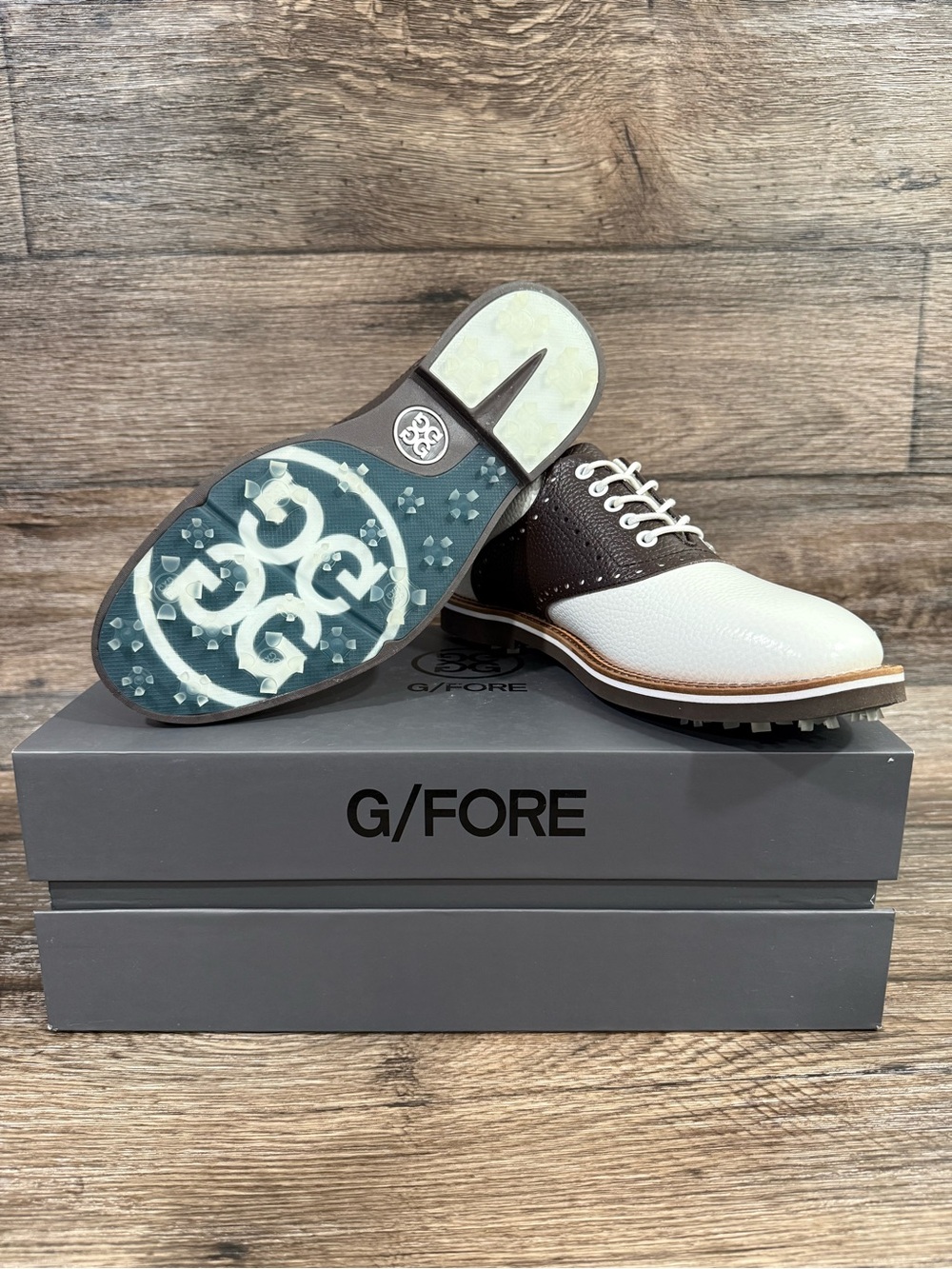 NEW G/FORE Saddle Gallivanter Golf Shoe SZ 8 SNOW/ ESPRESSO